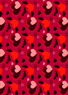 红色背景卡通图案纹理