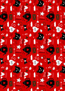 红色圣诞元素无缝图案