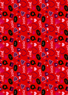 红色多彩花卉图案纹理