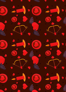 红色情人节元素无缝图案