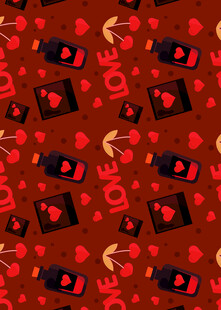 红色背景的多样图案元素