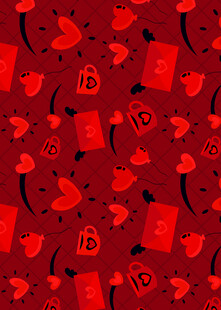 红色爱心罐子图案背景