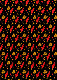 黑底红金花卉图案