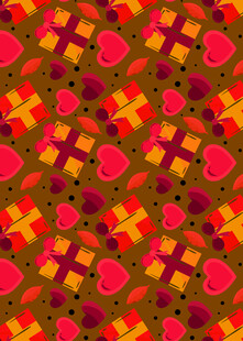 多彩心形礼物图案背景