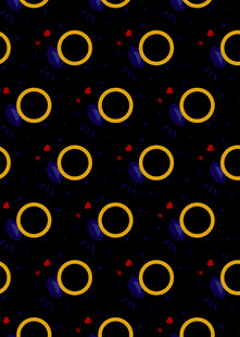 黑色背景上的彩色圆环图案