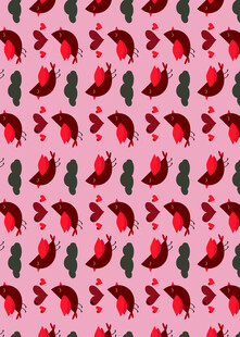 粉色背景的西瓜辣椒图案