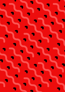 红色爱心波浪纹图案背景