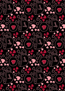 爱心图案黑色背景布料