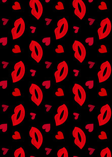 红色唇印黑色背景图案