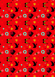 红色卡通图案无缝背景图