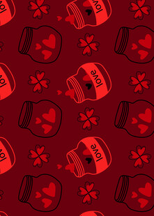 红色爱心与灯笼图案背景