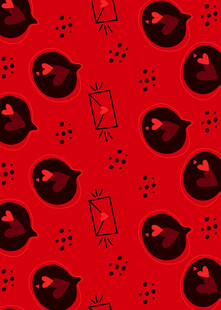 红色背景的卡通图案设计