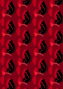 红色背景黑猫图案纹理