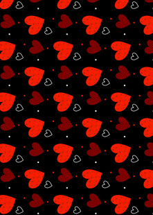 红色心形图案黑色背景纹理