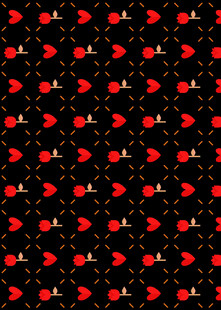 黑色背景上的红色心形图案