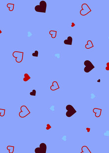 蓝色背景上的多彩爱心图案