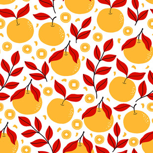 柑橘花卉图案背景图