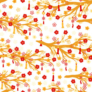 中式喜庆花枝图案背景