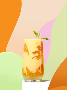 清新芒果冰饮 绿意点缀
