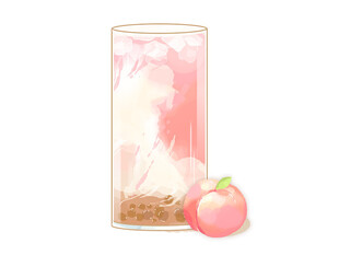 蜜桃冰饮插画 清新诱人