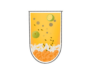 柑橘椰果百香果茶