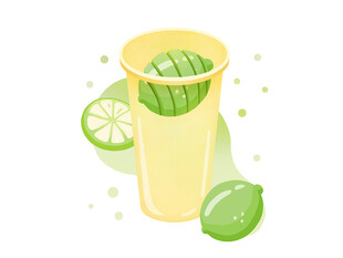 清新青柠饮品插画