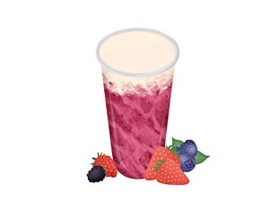 芝士草莓蓝莓奶茶