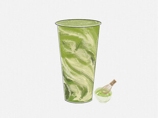 抹茶拿铁饮品 清新诱人