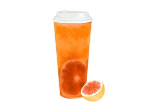 西柚果茶饮品特写