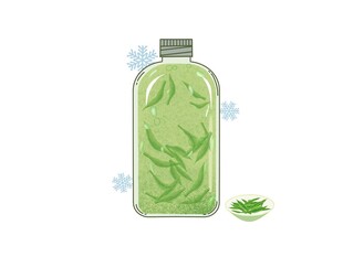 玻璃瓶中的清新薄荷叶