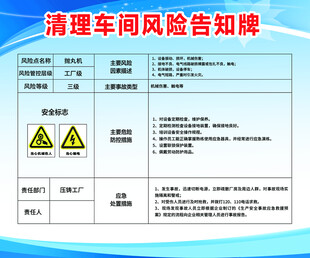 清理车间风险告知牌