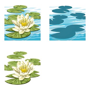 清新荷花与荷叶插画