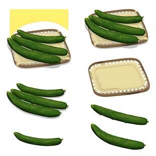 新鲜青瓜多样摆放展示