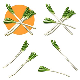 新鲜葱束翠绿诱人