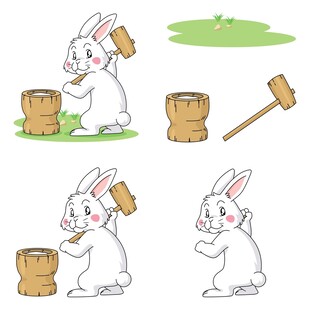 兔子持锤劳作动态图