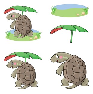 乌龟撑伞的可爱形象
