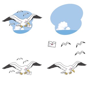 飞翔海鸥插画元素集合