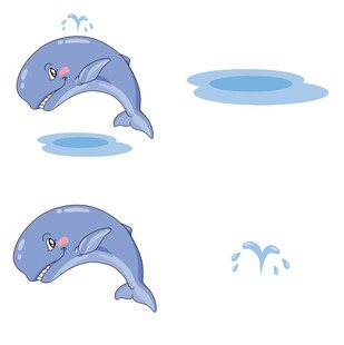 可爱卡通海豚与水元素