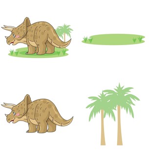 三角龙与植物插画