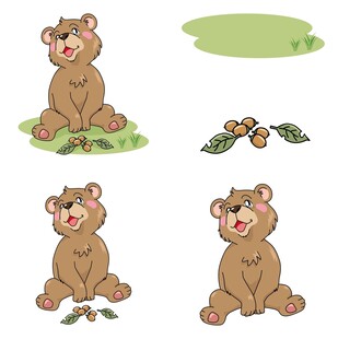 可爱小熊卡通形象插画