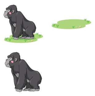 不同姿态的黑猩猩插画