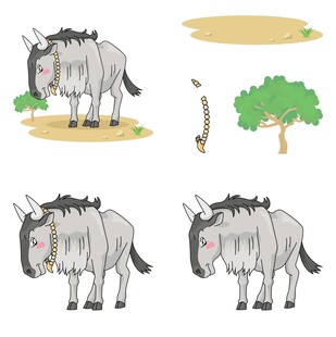 卡通牦牛及周边元素集合