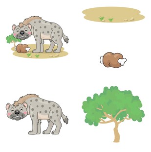 草原鬣狗与周边景物