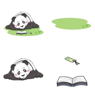 熊猫读书小憩可爱插画