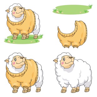 可爱绵羊插画素材