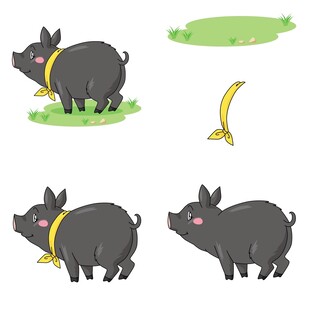 可爱黑猪的不同姿态