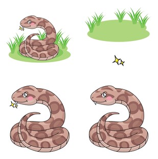 可爱卡通蛇与小昆虫场景