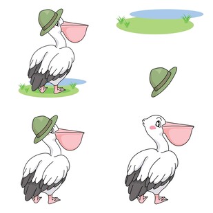 戴帽鹈鹕插画图案集合