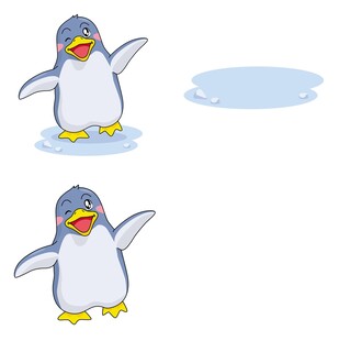 两只可爱企鹅在冰面