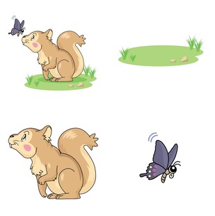 松鼠与蝴蝶的趣味场景